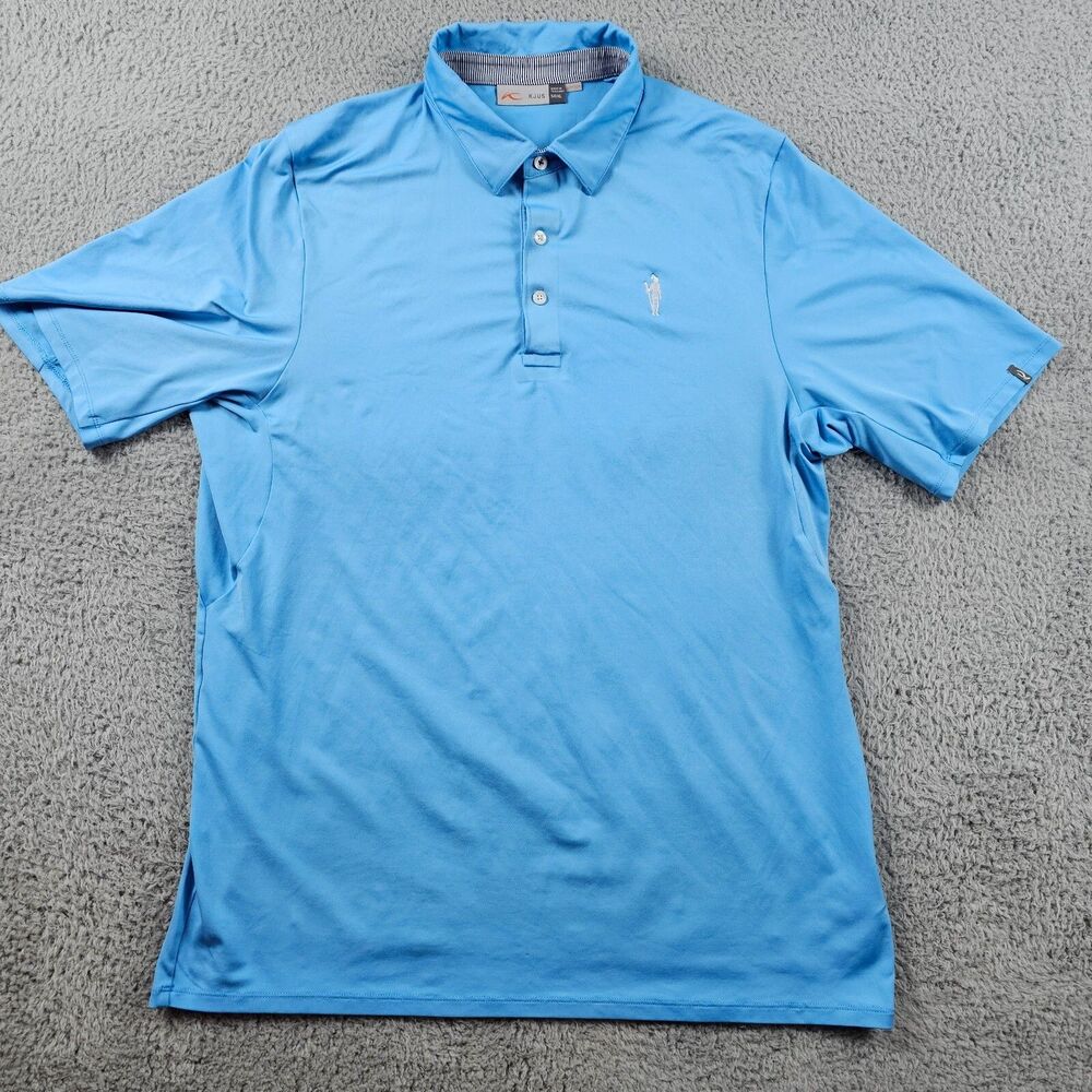 KJUS Shirt Mens XL Blue Soren Stretch Golf Performance Casual UPF Preppy Flex